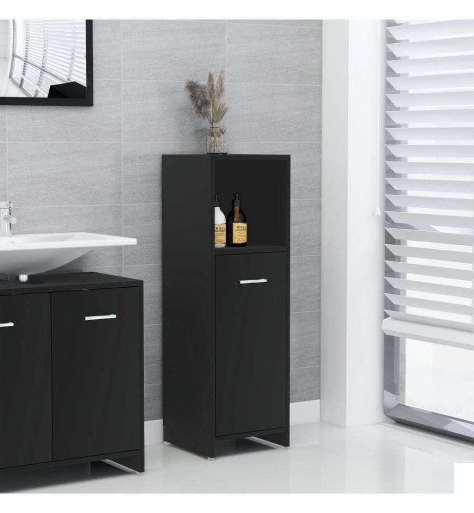 Armoire de salle de bain Noir 30x30x95 cm Bois d'ingénierie