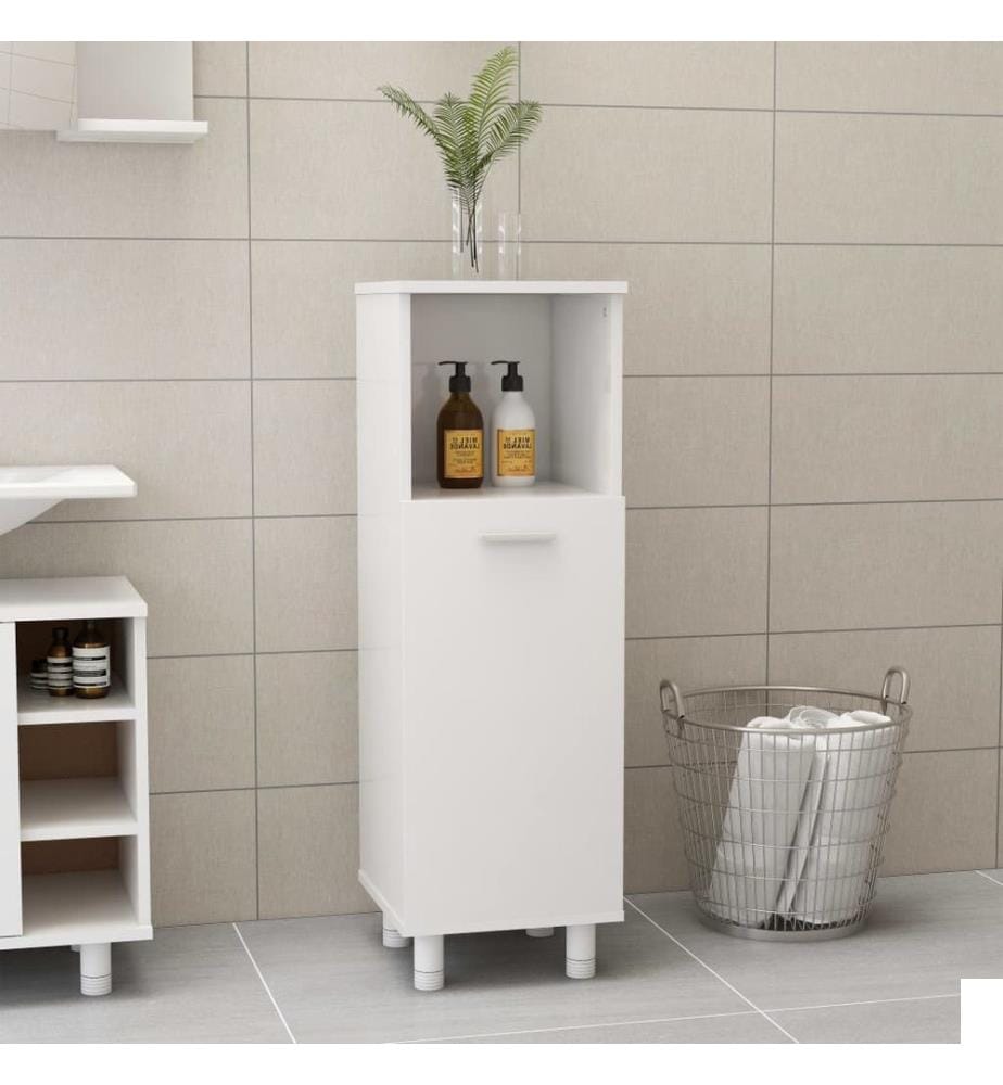 Armoire de salle de bain Blanc brillant Bois dingénierie