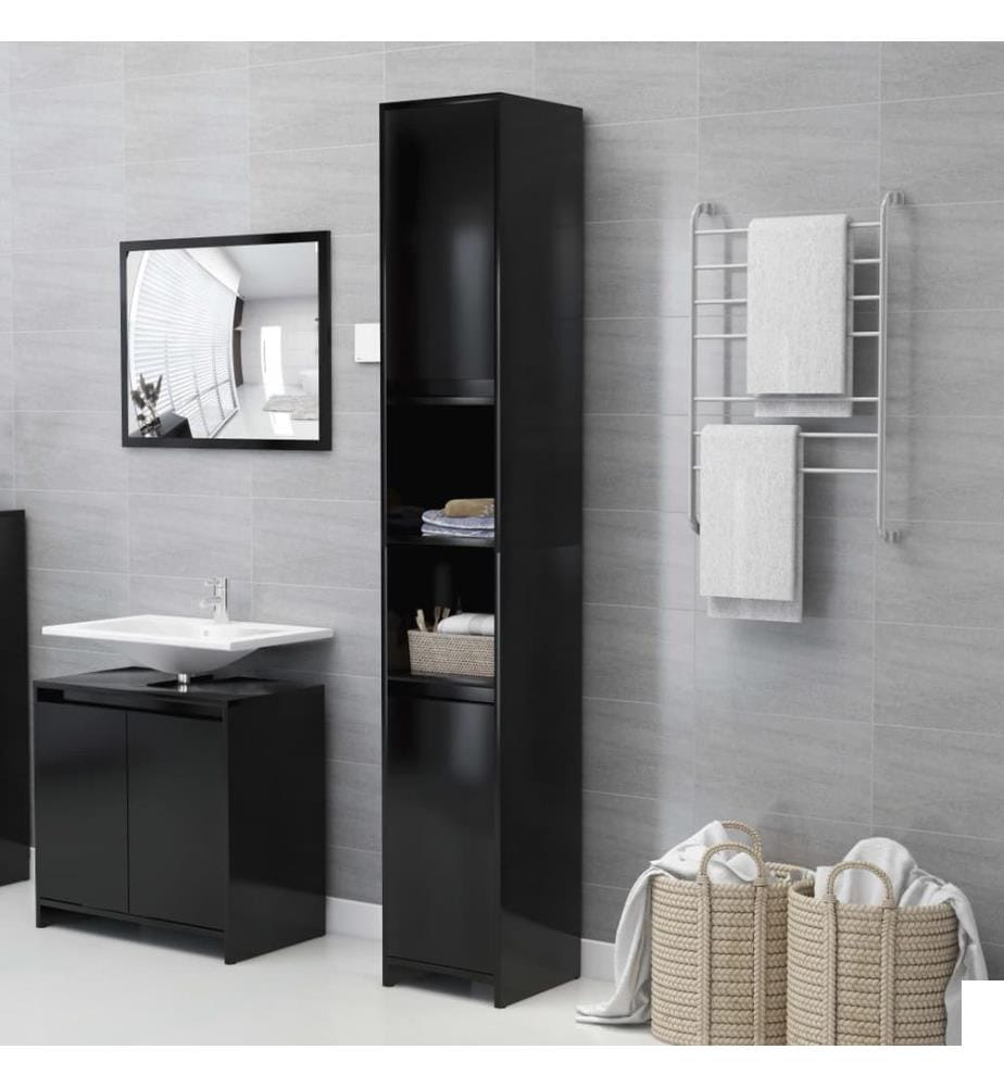 Armoire de salle de bain Noir 30x30x183,5 cm Bois d'ingénierie