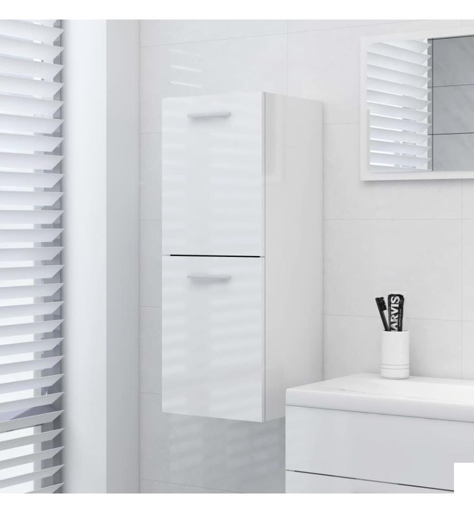 Armoire de salle de bain Blanc brillant Bois dingénierie