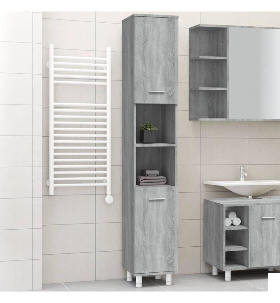 Armoire de bain Sonoma gris 30x30x179 cm Bois d'ingénierie