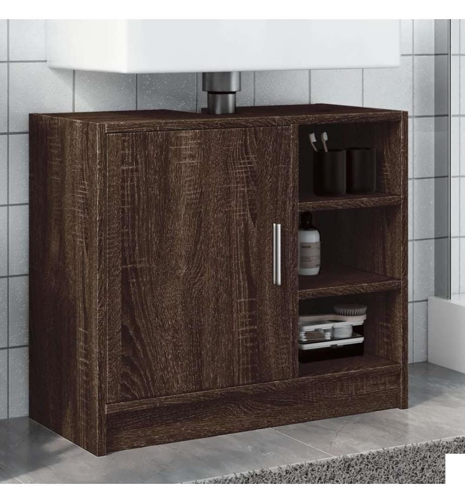 Armoire d'évier chêne marron 63x29x55 cm bois d'ingénierie