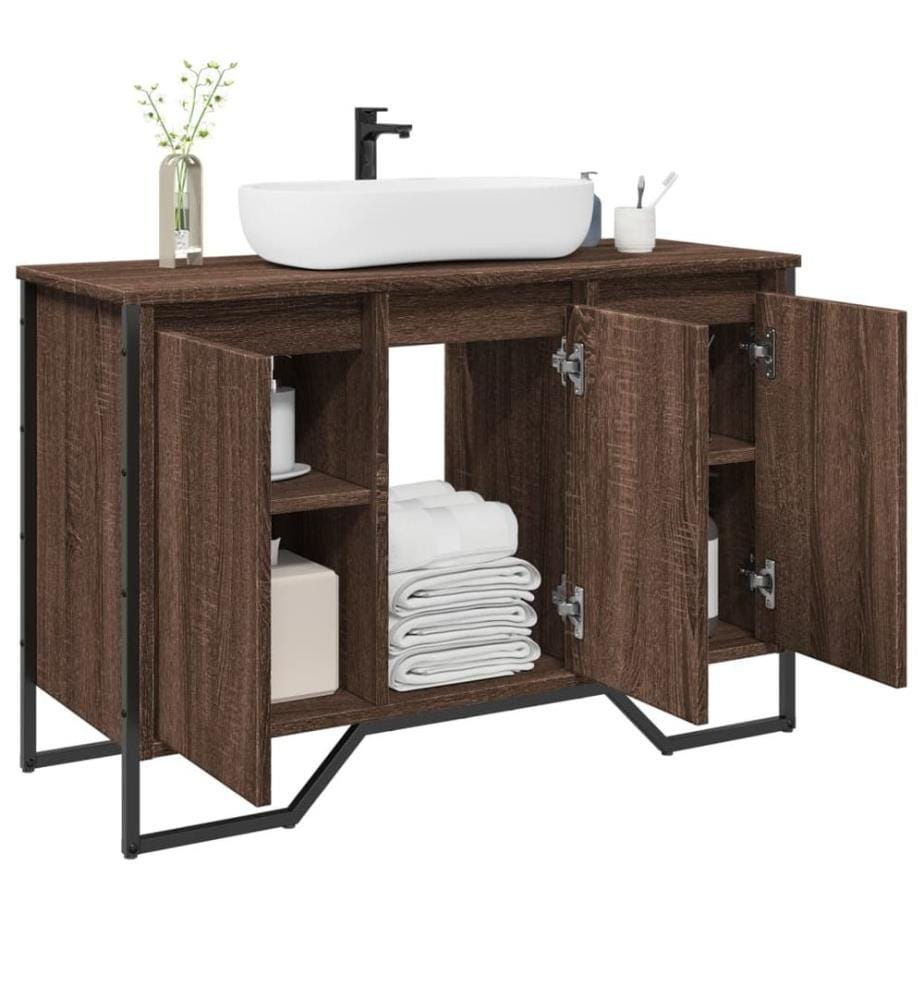 Armoire lavabo de salle de bain chêne marron 91x35x60 cm