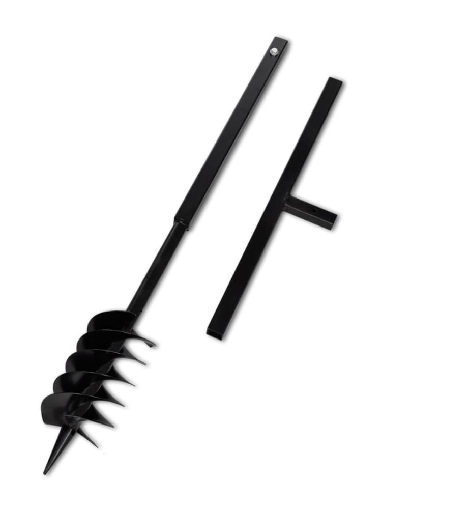 Tarière de sol avec mèche de tarière spirales 120 mm Acier Noir