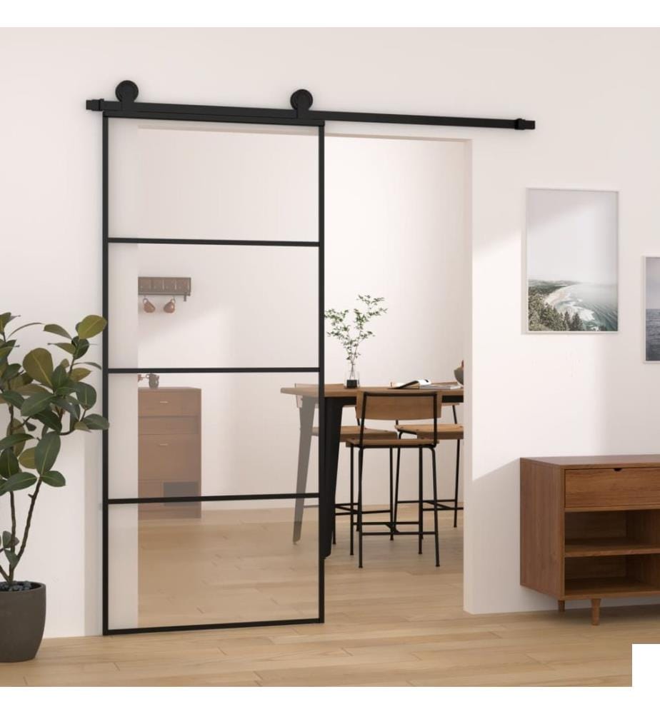 Porte coulissante avec kit de quincaillerie 90x205 cm Verre ESG
