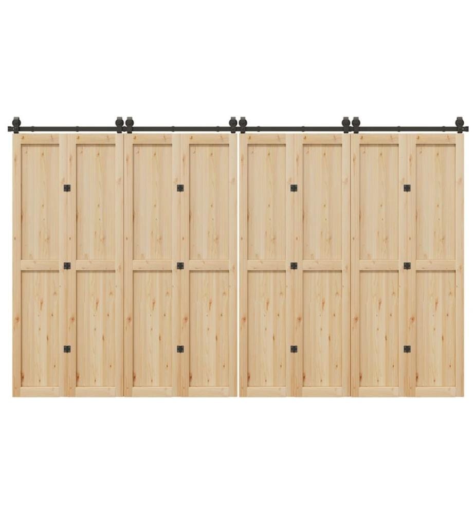 Kit de quincaillerie de porte coulissante 366 cm acier noir