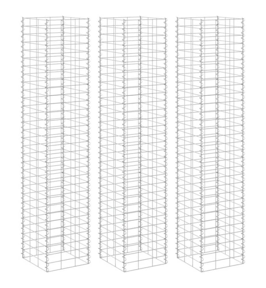 Lits surélevés en gabion 3 pcs 30x30x200 cm Fer