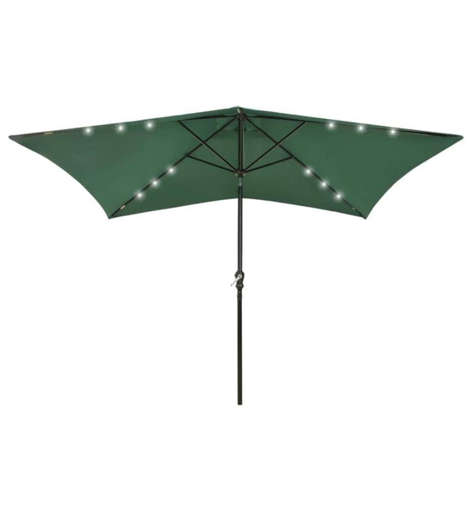 Parasol de jardin avec LED et mât en acier Vert 2x3 m