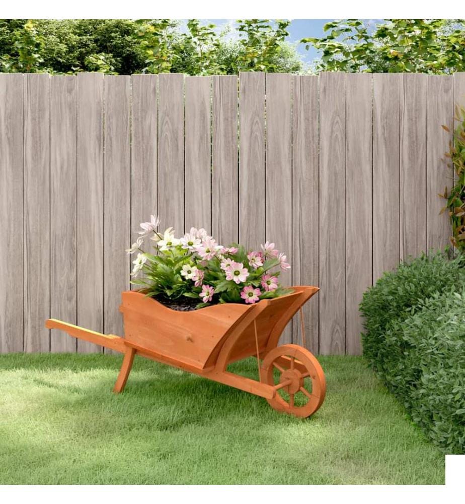 Jardinière brouette 128x45,5x43 cm bois de sapin massif