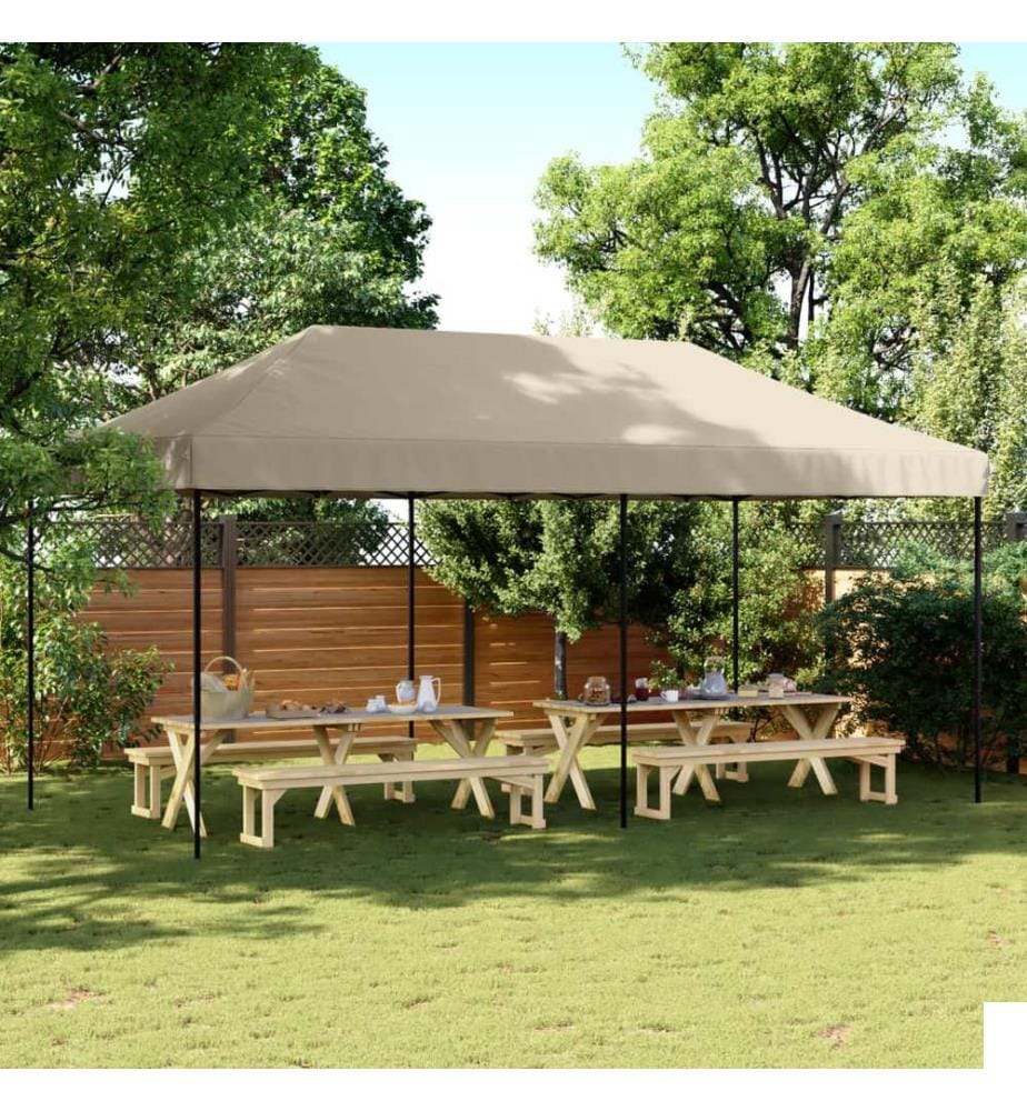 Tente de réception pliable escamotable taupe 580x292x315 cm