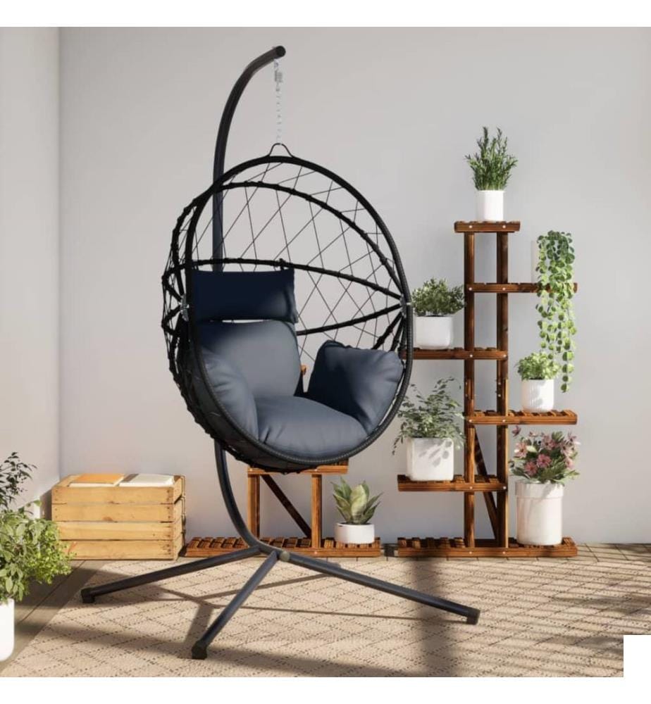 Chaise suspendue en forme d'uf avec support anthracite