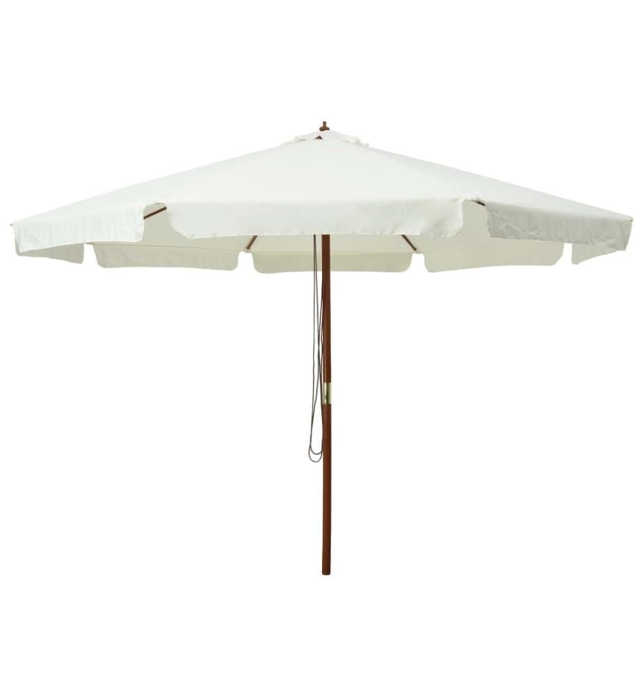 Parasol d'extérieur avec mât en bois 330 cm blanc sable