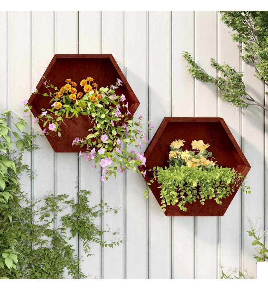 Jardinières murales 2 pcs Rouillé Acier corten 46x10x40 cm