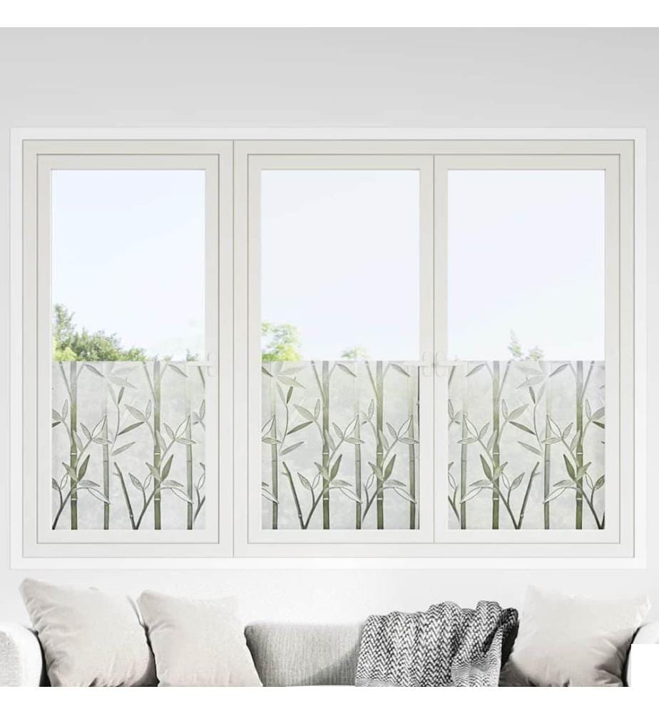 Films pour fenêtre 4 pcs dépoli motif de bambou PVC