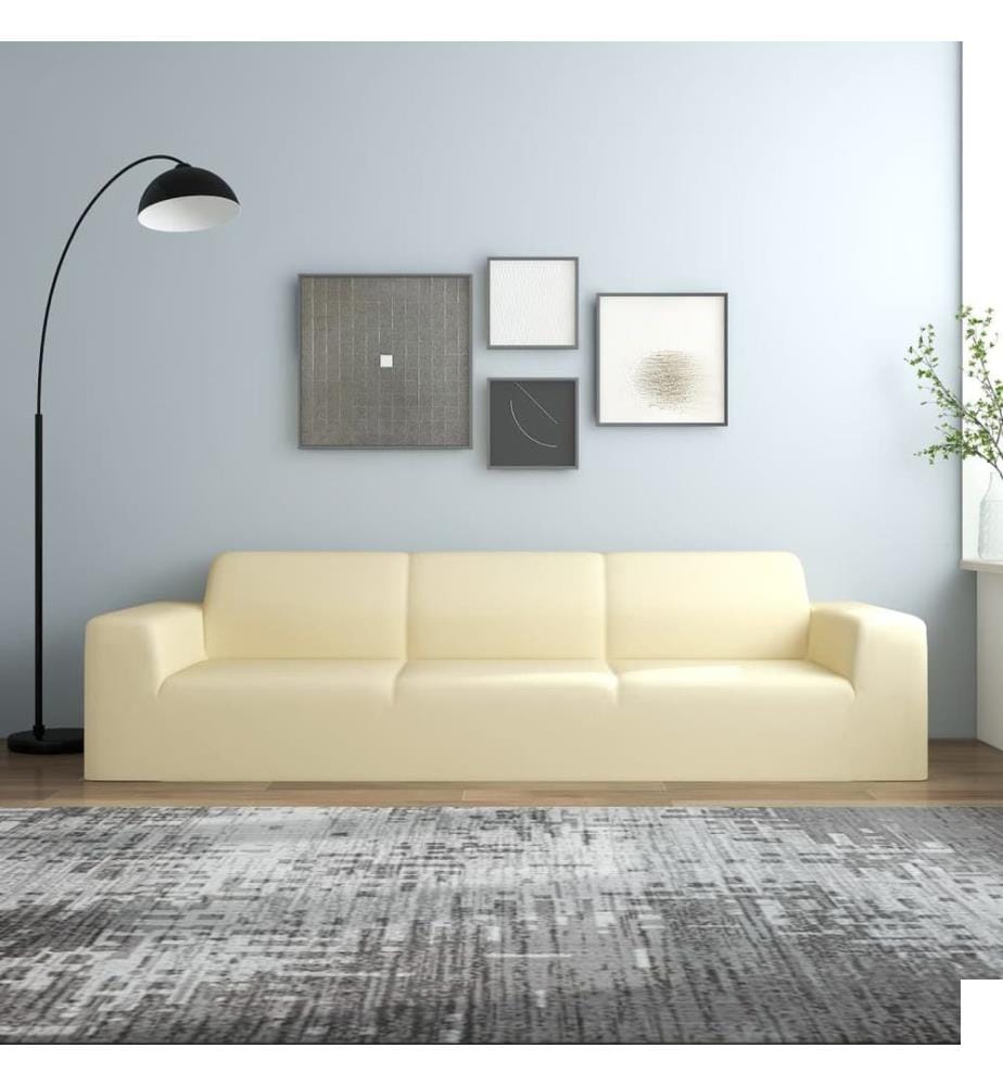Housse extensible de canapé 4 places Crème Jersey de polyester
