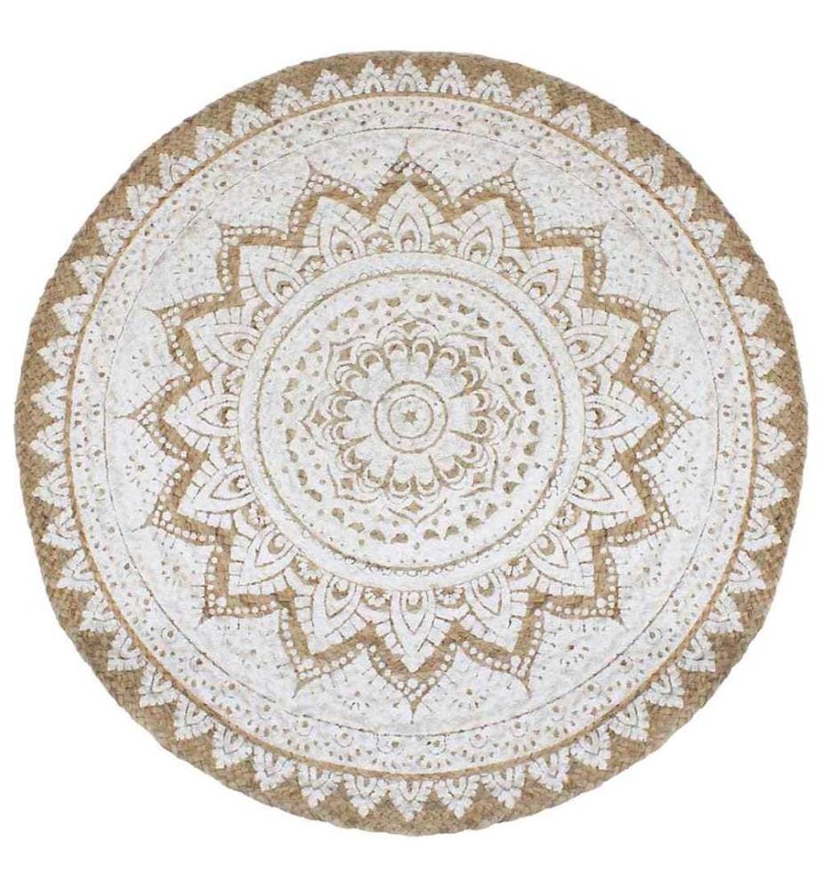 Tapis de sol Jute tressée imprimée 180 cm Rond