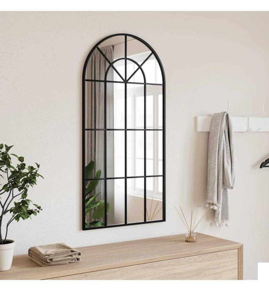 Miroir mural noir 50x100 cm arche fer