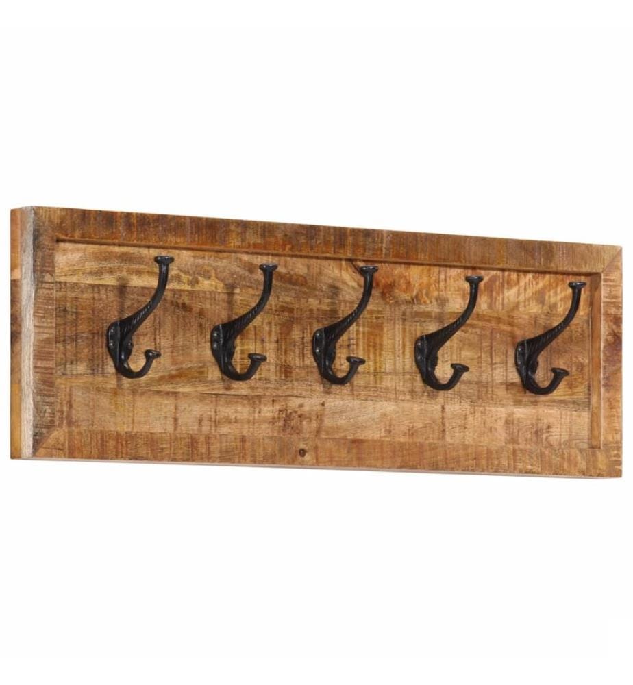 Porte-manteau mural avec 5 crochets bois de manguier massif