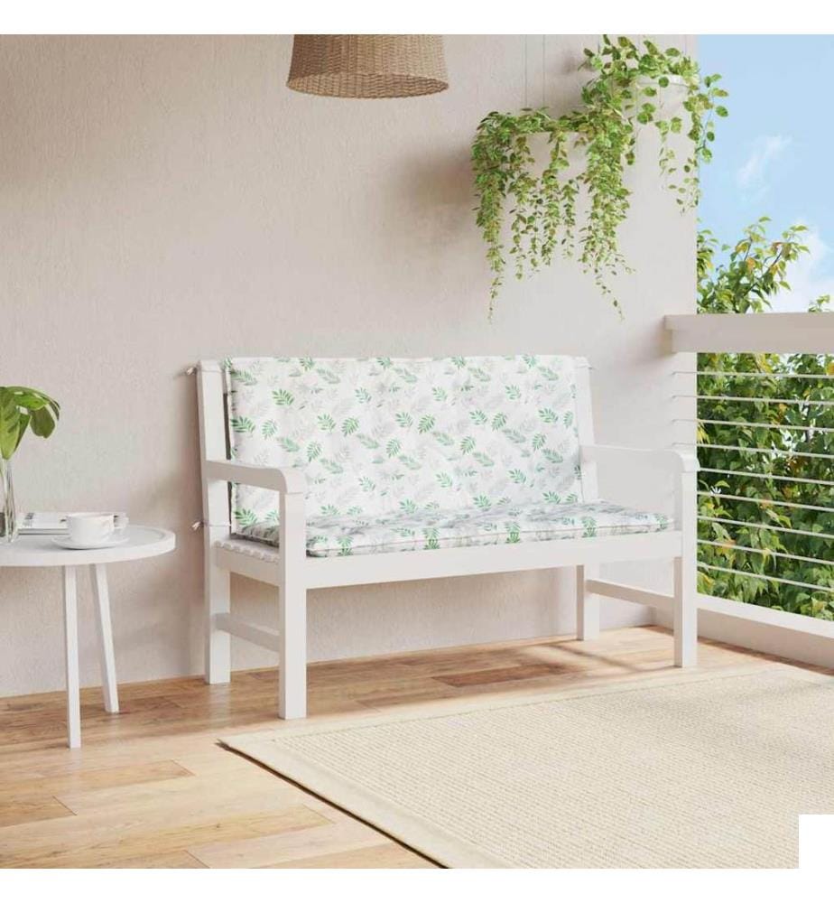 Coussins de banc de jardin lot de 2 motif de feuilles tissu