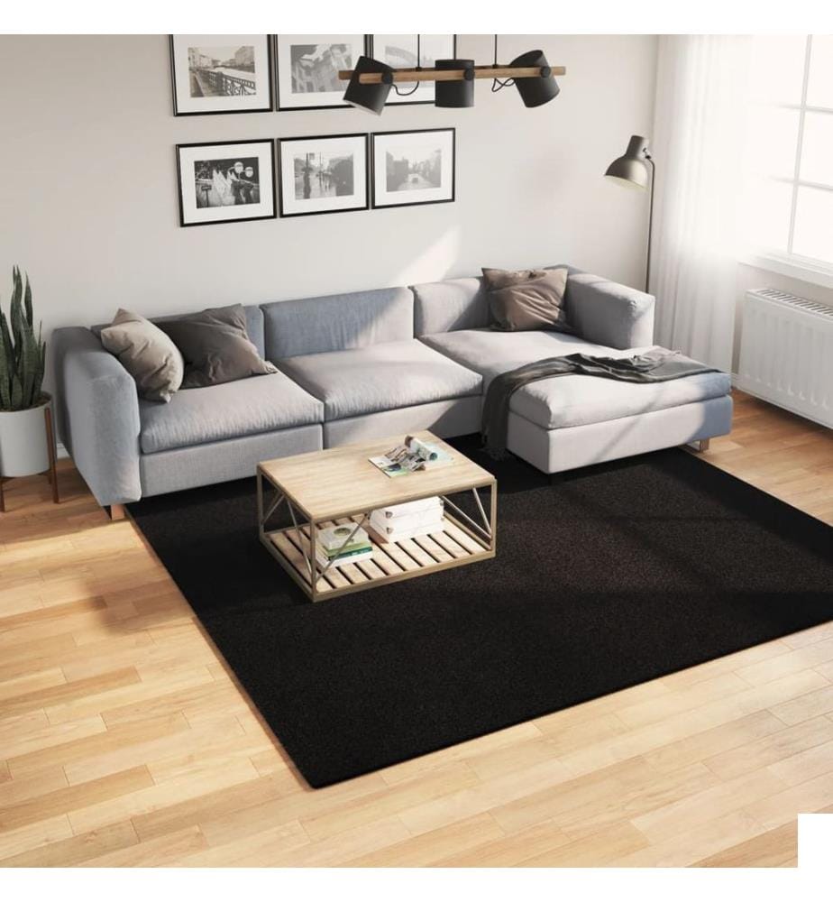 Tapis à poils courts doux et lavable noir 240x240 cm