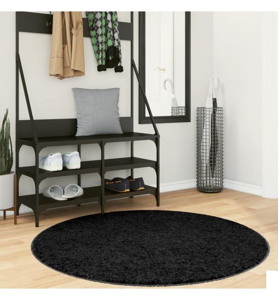 Tapis OVIEDO à poils courts noir Ø 120 cm