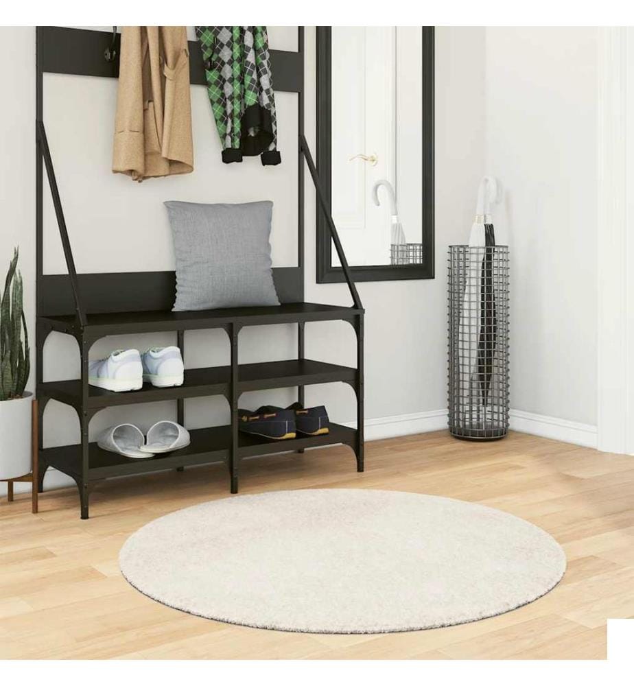 Tapis ISTAN à poils longs aspect brillant crème Ø 100 cm