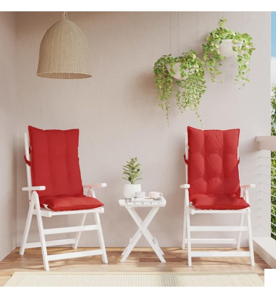 Coussins de chaise à dossier haut lot de 2 rouge tissu oxford