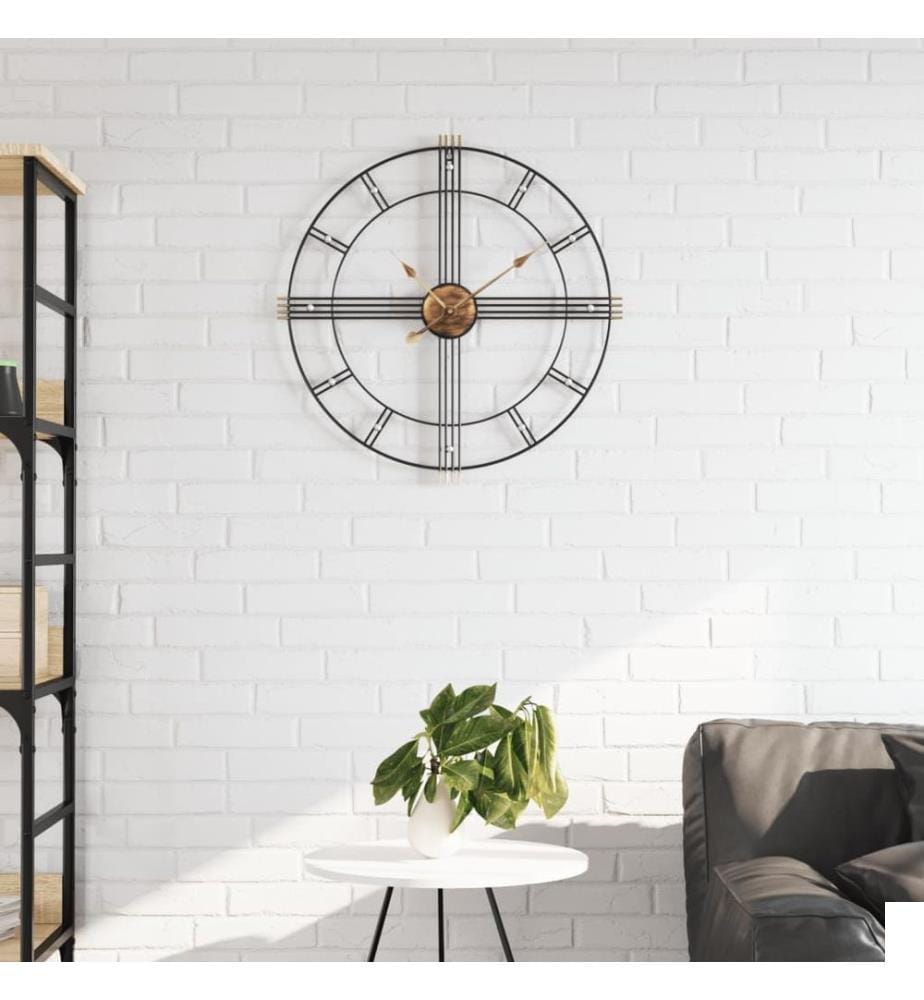 Horloge murale noir Ø60 cm fer