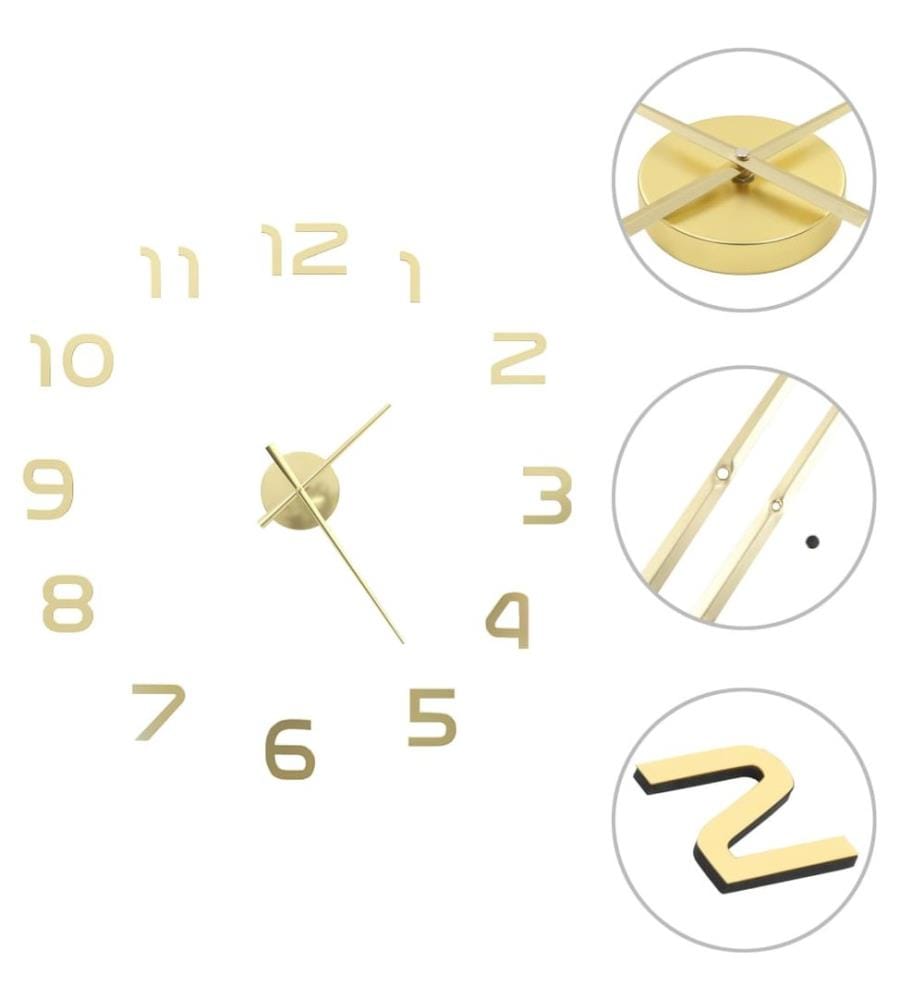 Horloge murale 3D Design moderne 100 cm XXL Doré