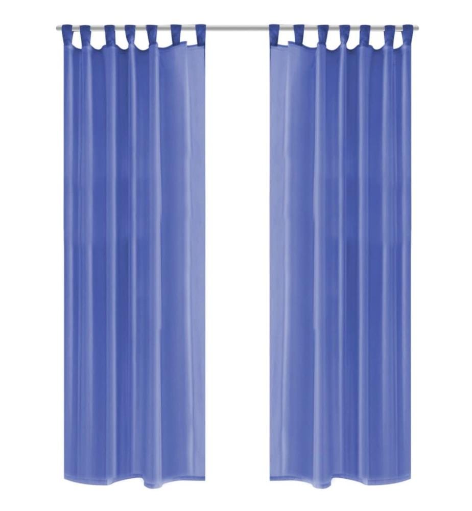 Rideau occultant 2 pcs Voile 140 x 225 cm Bleu royal