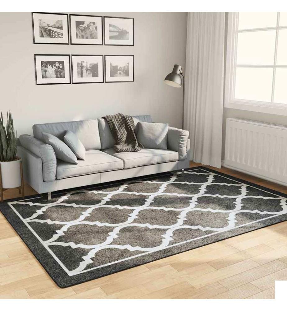 Tapis lavable noir et blanc 160x230 cm antidérapant