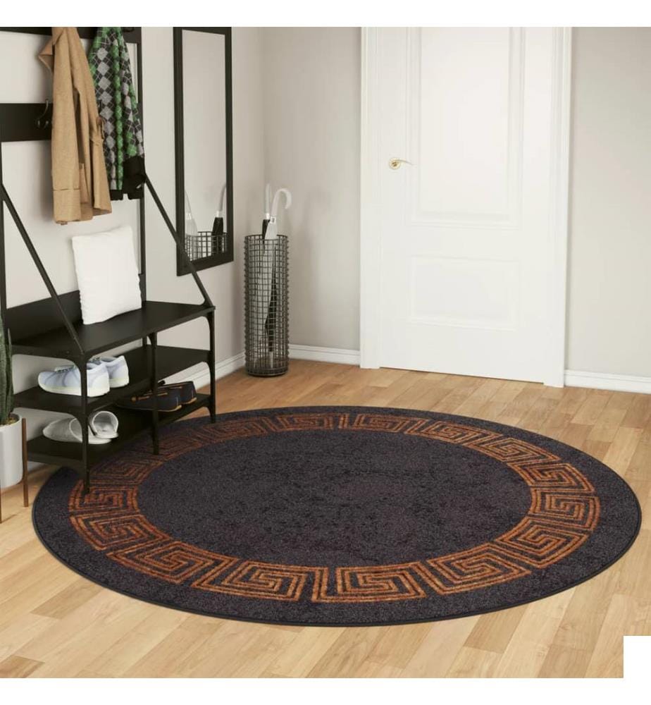 Tapis lavable noir et doré Ø 200 cm antidérapant