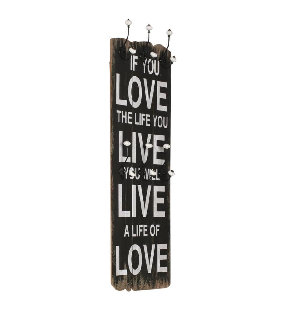 Porte-manteau mural avec 6 crochets 120 x 40 cm LOVE LIVE