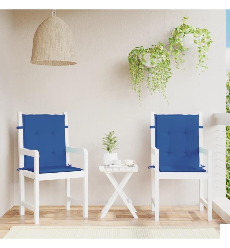 Coussins de chaise de jardin à dossier bas lot de 2 bleu royal