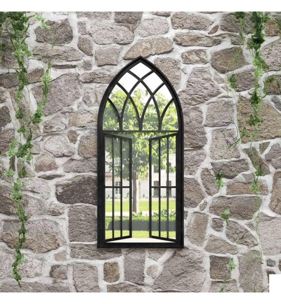 Miroir de jardin Noir 100x45 cm Fer pour utilisation extérieure