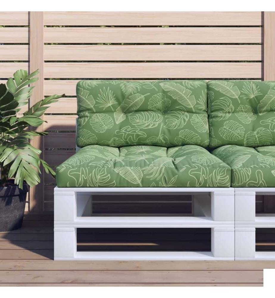 Coussins de palette 2 pcs motif de feuilles tissu