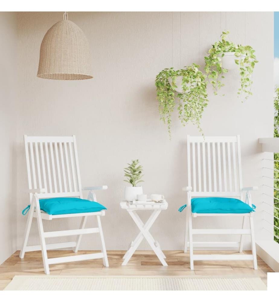 Coussins de chaise lot de 2 turquoise 40x40x7 cm tissu