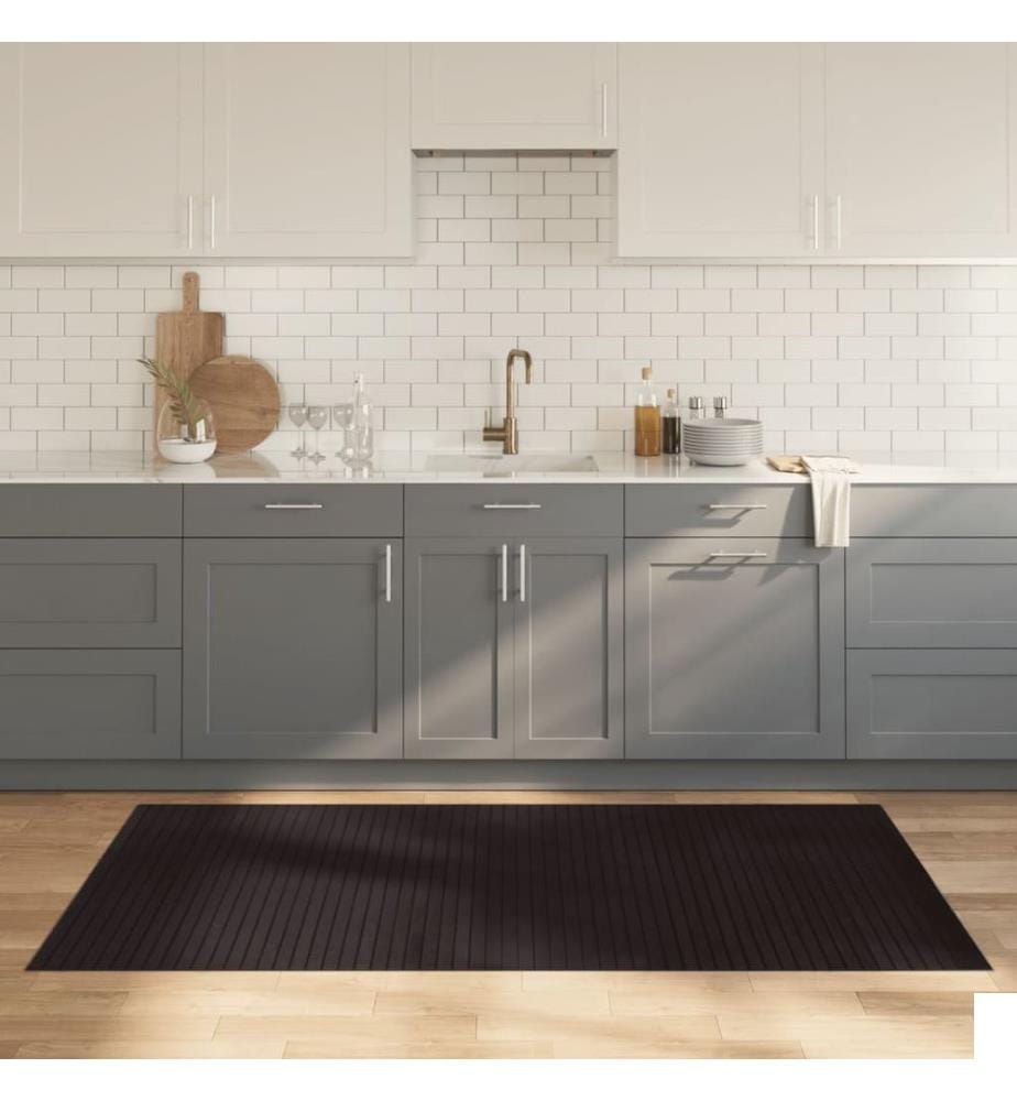 Tapis rectangulaire marron foncé 100x200 cm bambou
