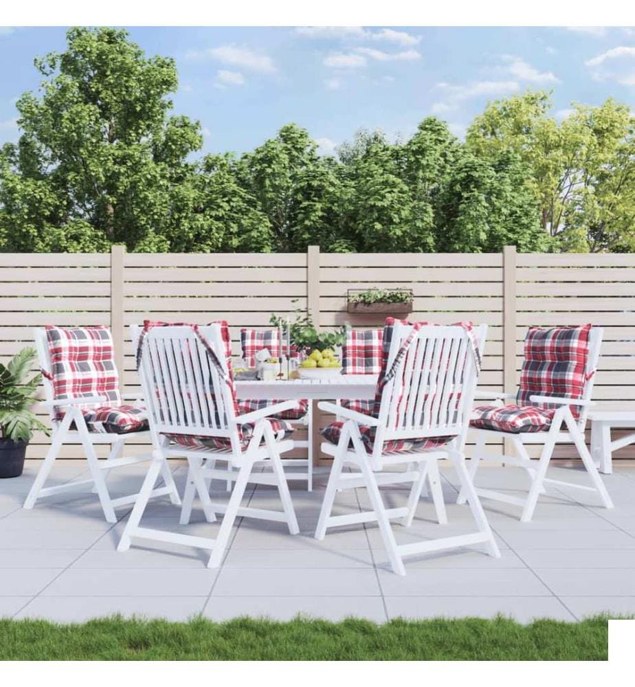 Coussins de chaise à dossier bas lot de 6 motif carreaux rouge