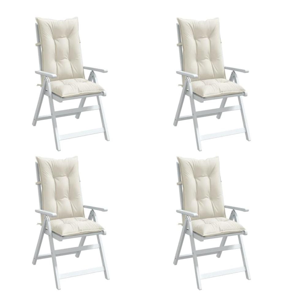 Coussins de chaise à dossier haut lot de 4 crème mélangé tissu