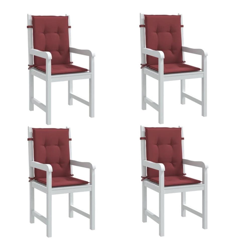 Coussins de chaise dossier bas lot de 4 rouge bordeaux mélangé