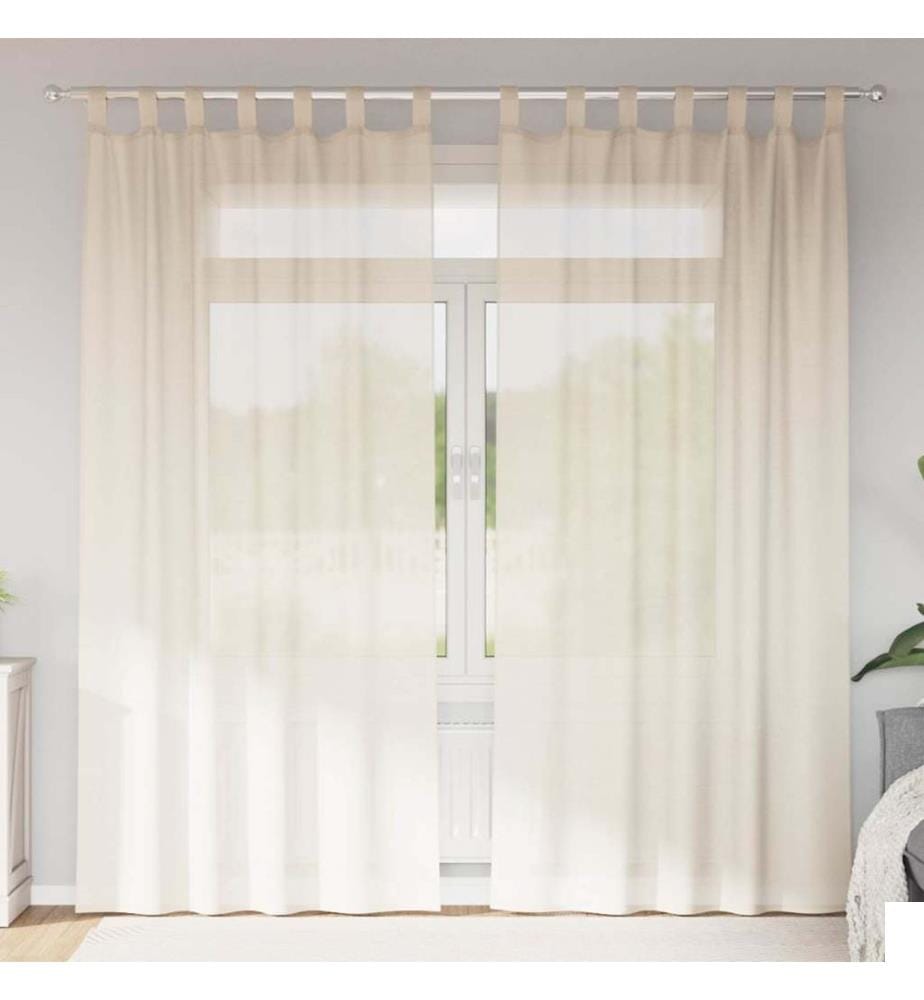 Rideaux en voile avec passants 2 pcs crème