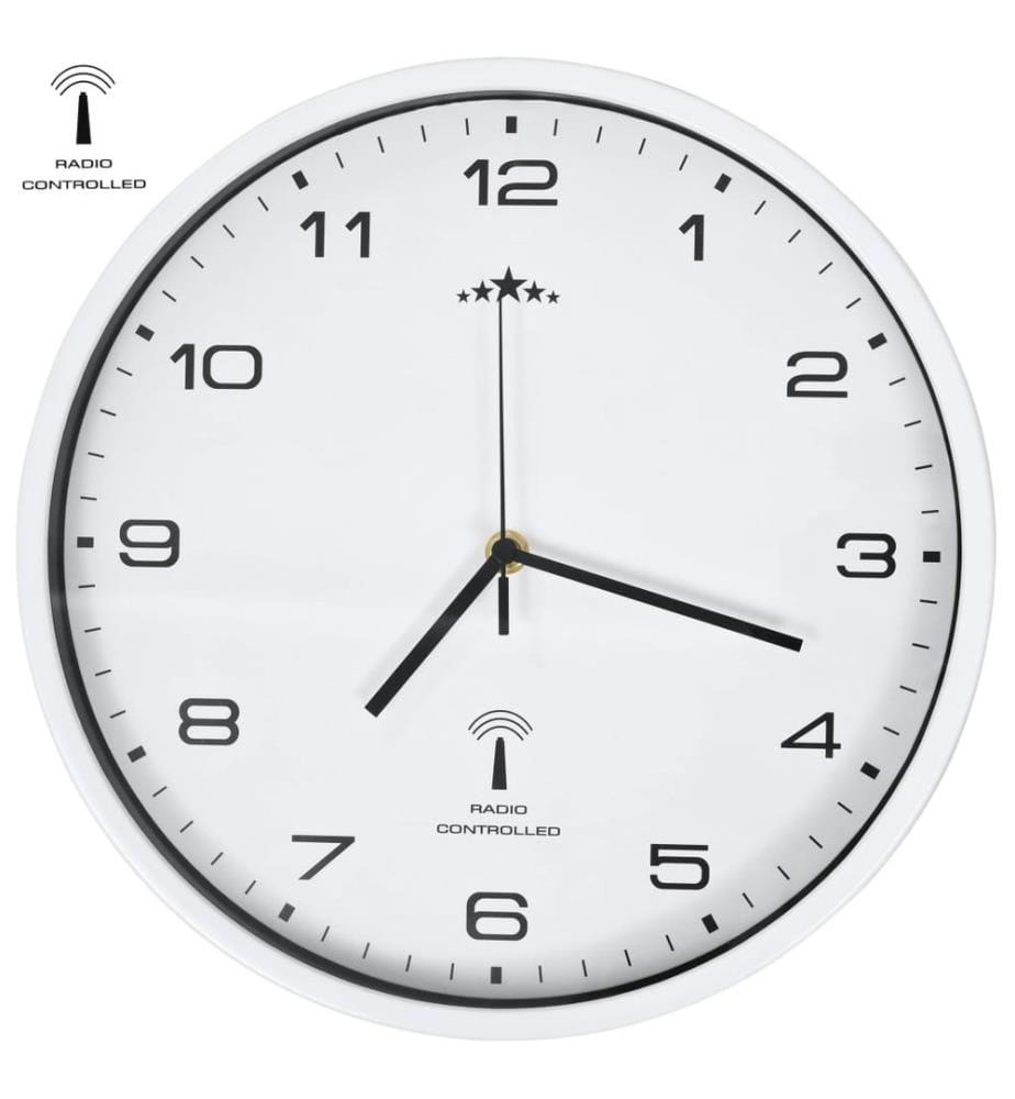 Horloge murale radioguidée avec mouvement à quartz 31 cm Blanc