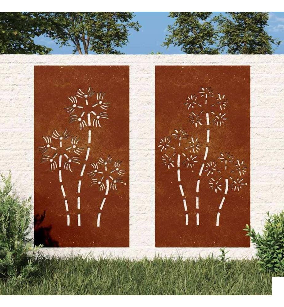 Décorations murales de jardin 2pcs 105x55 cm design de fleur