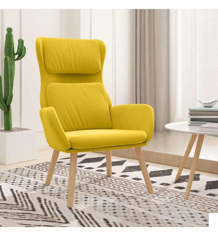Chaise de relaxation Jaune moutarde Velours