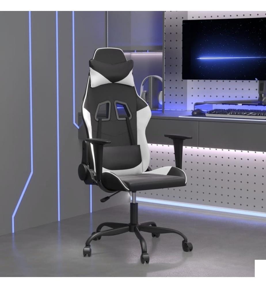 Chaise de jeu de massage Noir et blanc Similicuir