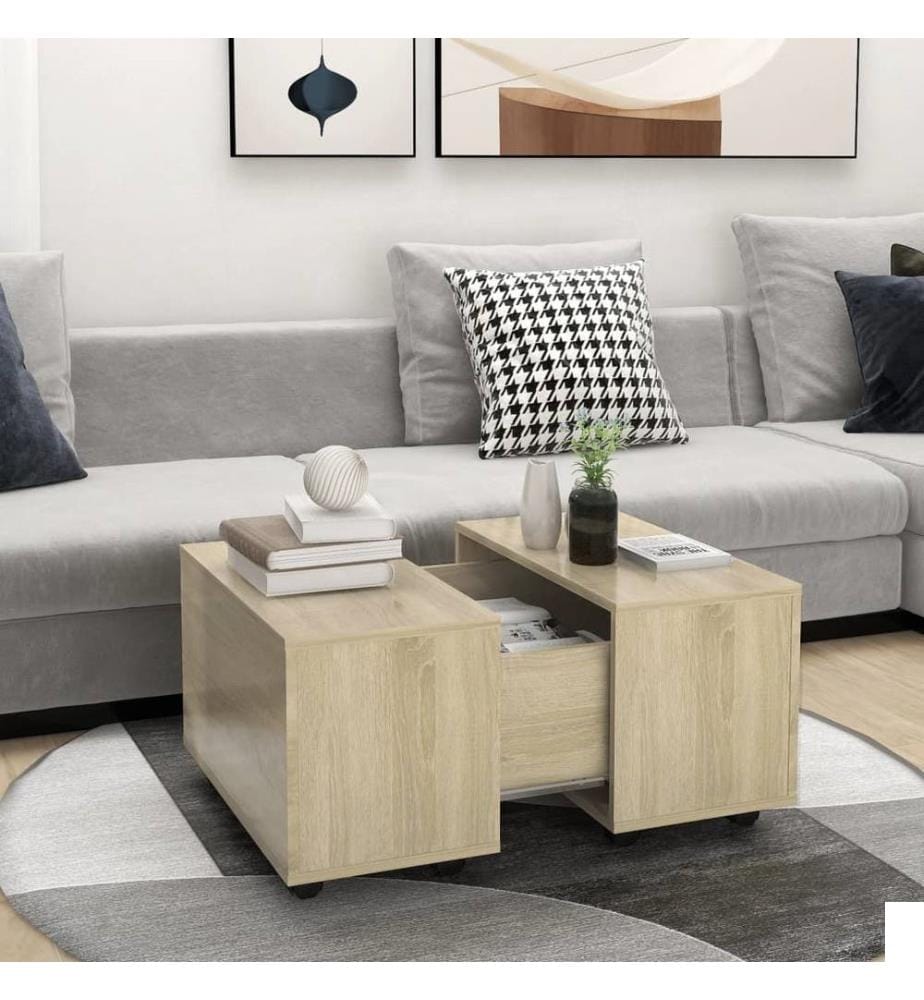 Table basse chêne sonoma 60x60x38 cm bois d'ingénierie