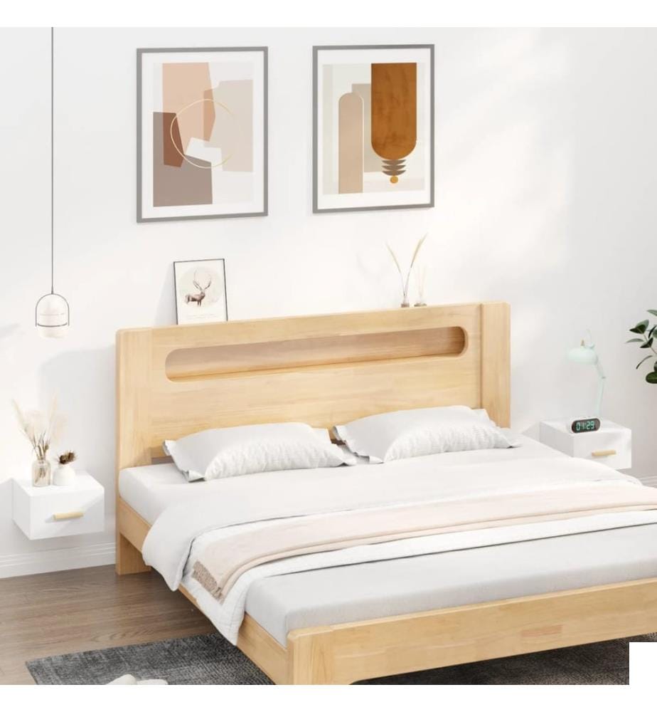 Tables de chevet murales 2 pcs blanc brillant 35x35x20 cm
