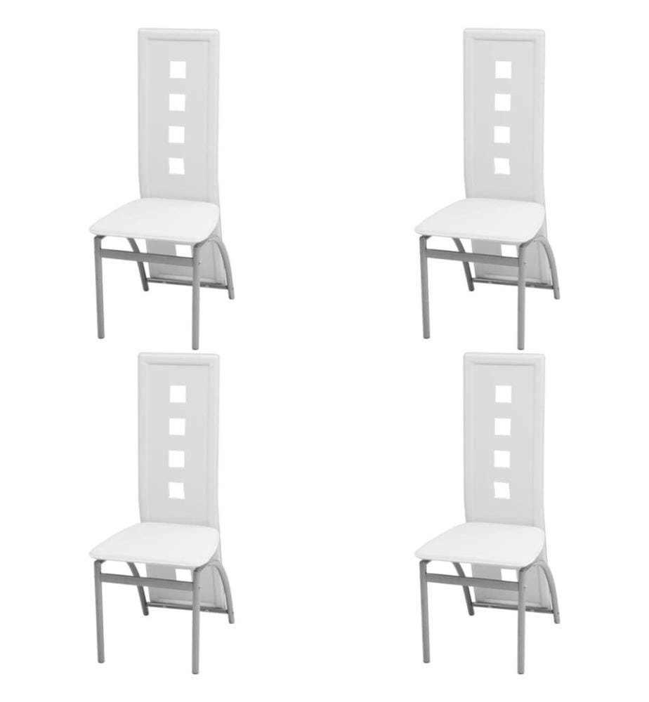 Chaises à manger lot de 4 blanc similicuir