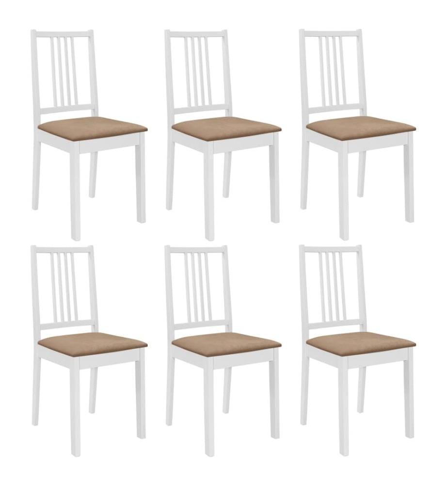 Chaises à manger avec coussins lot de 6 blanc bois solide